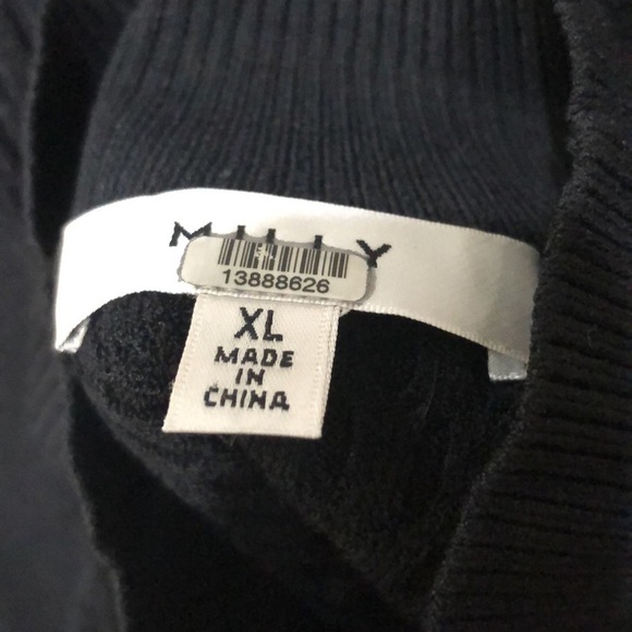 Milly Sweater Size XL Black Cutout Turtleneck Textured Knit Pullover - Picture 10 of 10